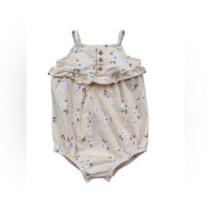 Little Co. Size 18 Months Organic Floral Henley Ruffle Romper